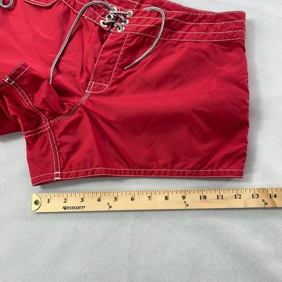 Birdwell Beach Britches Board Shorts Women 12 Red Nylon Pocket USA - Picture 12 of 12